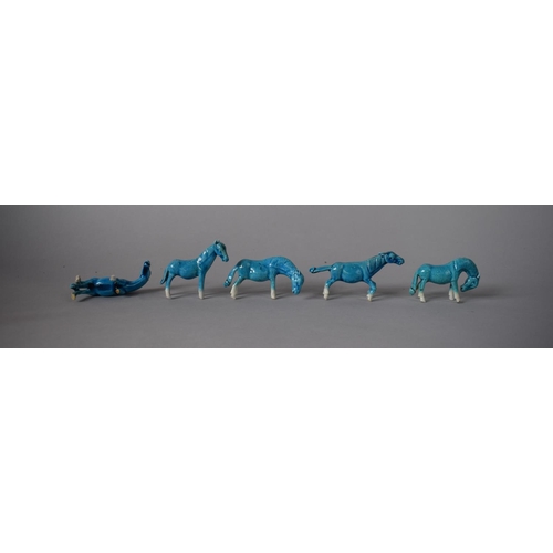 263 - A Collection of Five Chinese Blue Glazed Studies of the Horses of Wang Mu (2 AF)