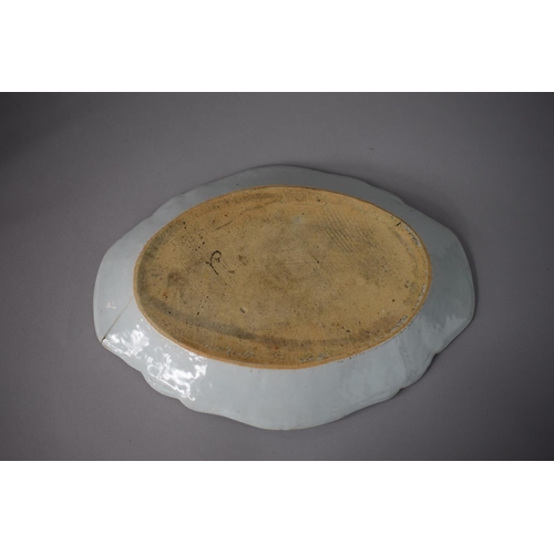 262 - An Early Chinese Export Oval Platter with Deer and Landscape Decoration (Hairline Crack), 33cms Wide