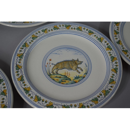 251 - A Collection of Eight Italian Faience Plates by Grazia-Deruta for Georgina Cooke Interiors with Game... 