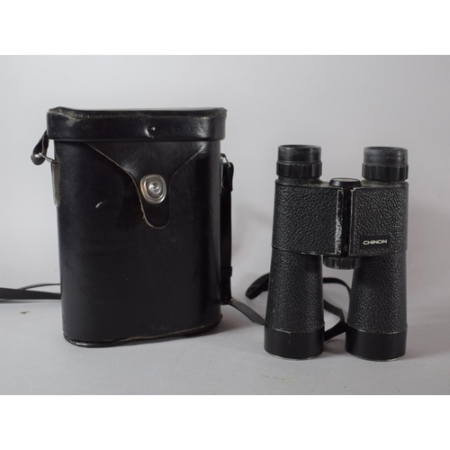 38 - A Pair of Leather Cased Chinon 10 x 40 Field Binoculars