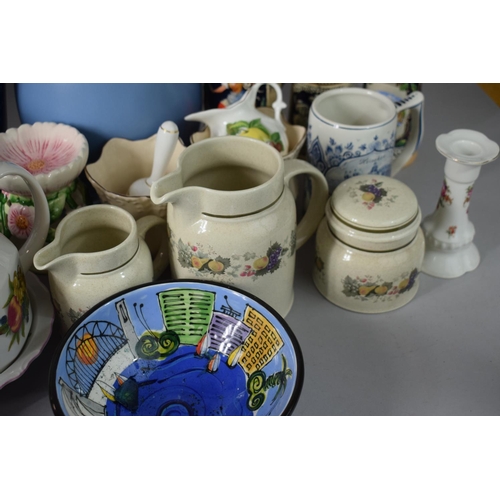 286 - A Collection of Ceramics to Include Large Blue Glazed Vase, Teapots, Royal Doulton Harvest Garland T... 