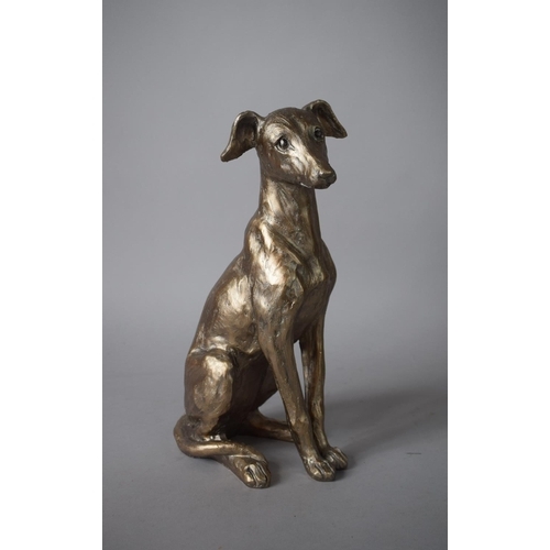 8 - A Silvered Resin Study of a Greyhound, 30cms High