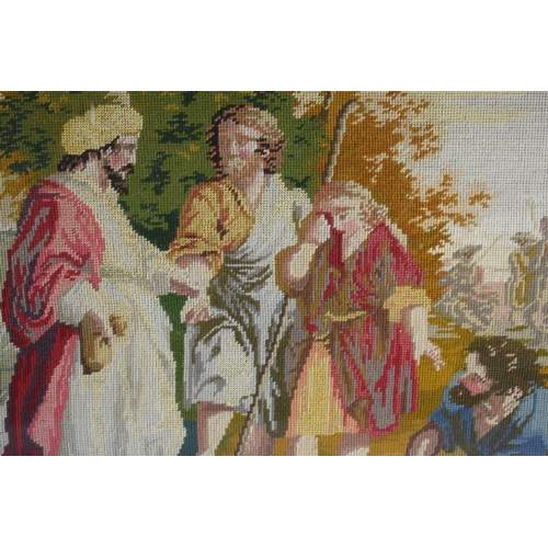 318 - A Gilt Framed Wool Tapestry Depicting Bible Scene, 54 x 63cms