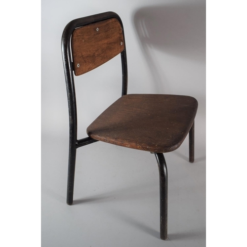 103 - A Vintage Childs Chair, Metal Frame with Teak Back and Seat, 51cms High
