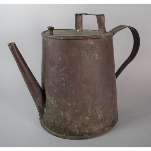 92 - A 19th Century Copper Watering Can having Hinged Lid and Two Strapwork Handles