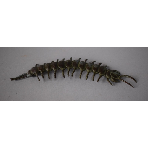 227 - A Bronze Study of an Articulated Centipede, 14.5cms Long