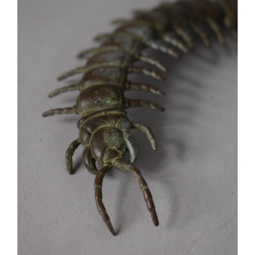 227 - A Bronze Study of an Articulated Centipede, 14.5cms Long