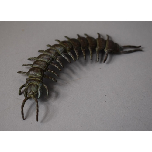 227 - A Bronze Study of an Articulated Centipede, 14.5cms Long