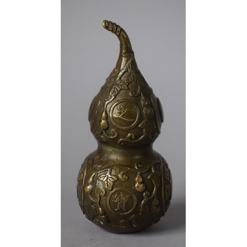 226 - A Chinese Cast Bronze Study of a Double Gourd Decorated in Relief with Scrolls, Vines,Character Mark... 