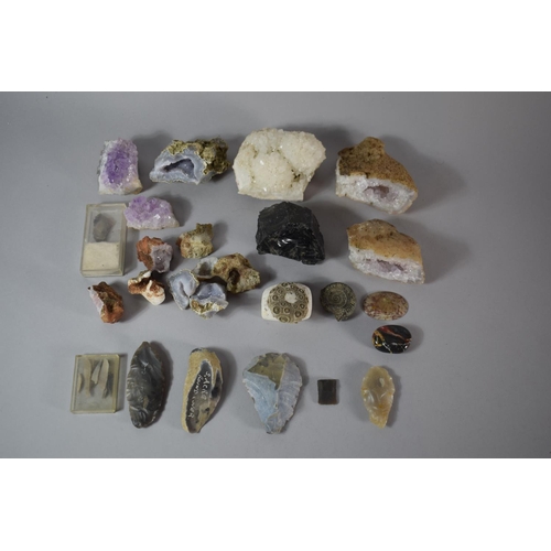 45 - A Collection of Various Mineral Samples, Fossils Etc.