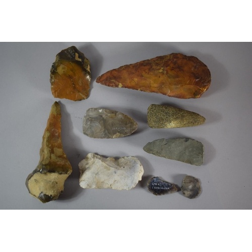 44 - A Collection of Neolithic Flint and Stone Axe Heads, Hand Axes Etc. Some Inscribed Keswick, Norfolk,... 