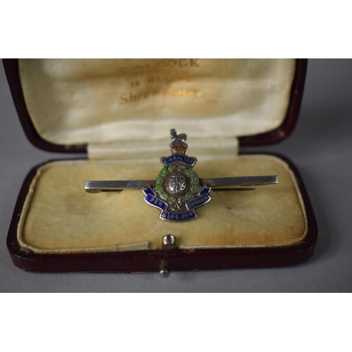 213 - A Silver and Enamel Royal Marines Sweetheart Brooch 'Gibraltar'