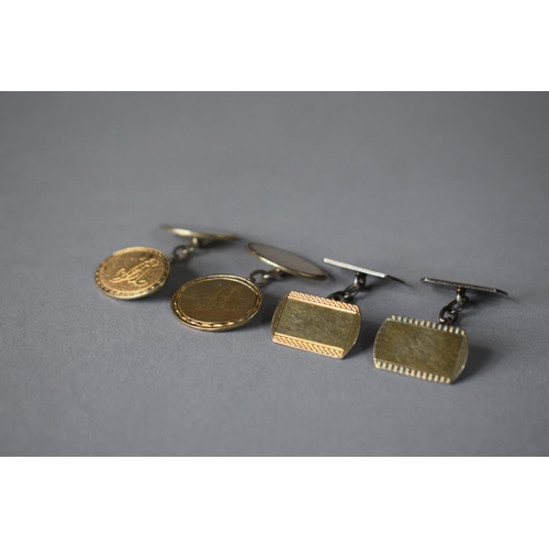 215 - Two Pairs of Gold on Silver Gents Cuff Links