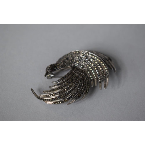 216 - A Diamante Silver Brooch in the Form of an Exotic Bird, Stamped 925