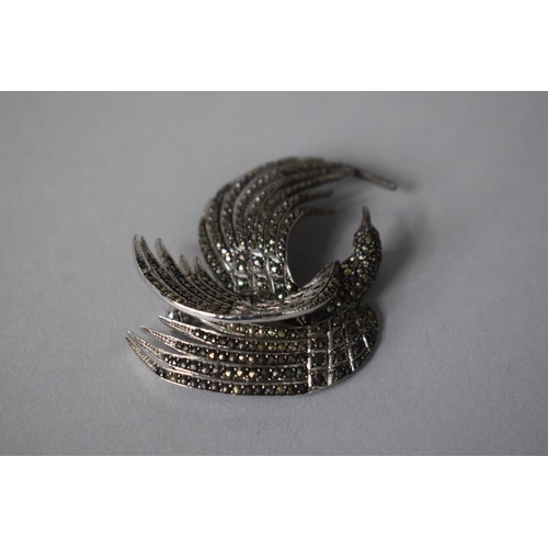 216 - A Diamante Silver Brooch in the Form of an Exotic Bird, Stamped 925