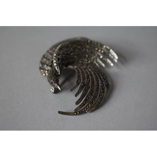 216 - A Diamante Silver Brooch in the Form of an Exotic Bird, Stamped 925