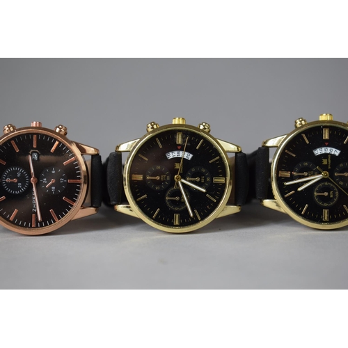 234 - Three Modern Gents Wrist Watches with Leather Straps