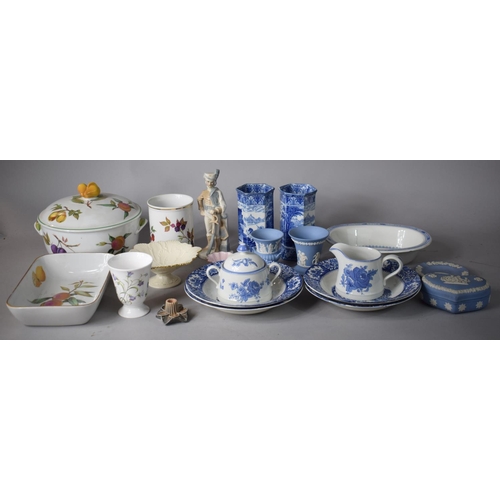 293 - A Collection of Ceramics to Include Wedgwood Jasperware, Blue and White Vases, Royal Worcester Evesh... 