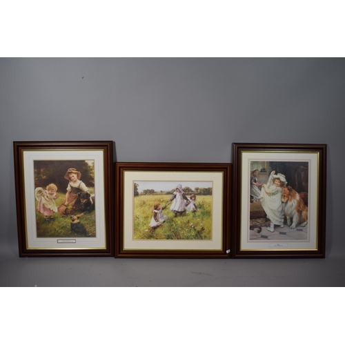 342 - Three Modern Framed Victorian Style Prints to Include 'Bathtime' and 'Their Favourite Pets'