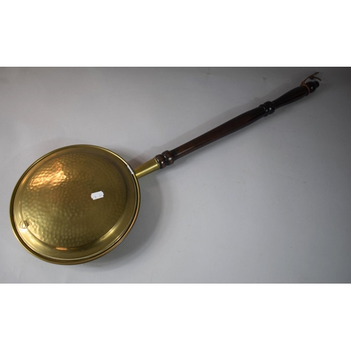 129 - A Mid/Late 20th Century Brass Bed Warming Pan with Turned Wooden Handle