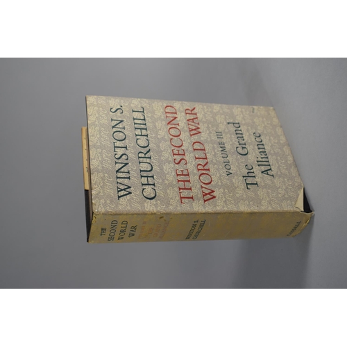 14 - An Edwardian Oak Book Trough Containing Six Volumes of the Second World War by Winston Churchill. Fi... 