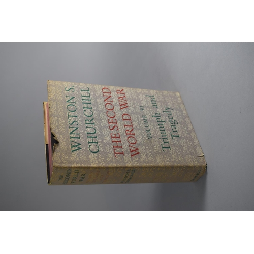 14 - An Edwardian Oak Book Trough Containing Six Volumes of the Second World War by Winston Churchill. Fi... 