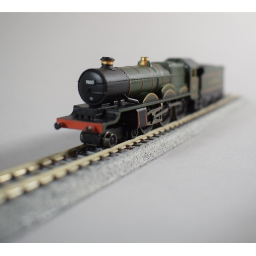 131 - A Boxed N Gauge Graham Farish 372-025 BR Castle Class 4-6-0 7033 Hartlebury Castle, Tender Redone to... 