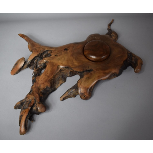 158 - An Irish Bog Yew Wood 'Cremabh Stone' Carving with Beeswax Finish Signed K. Casey 2006 Together with... 