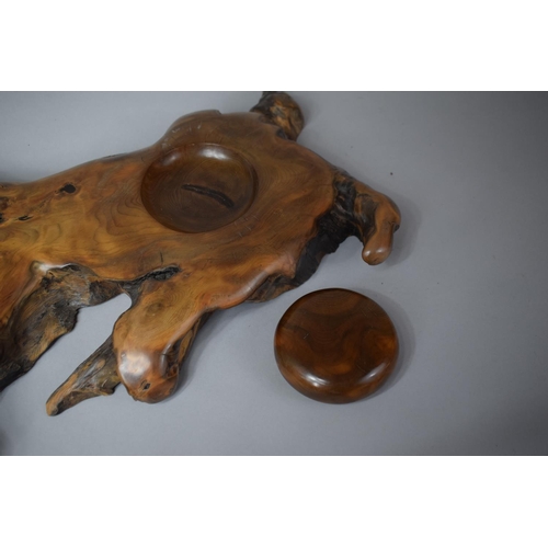 158 - An Irish Bog Yew Wood 'Cremabh Stone' Carving with Beeswax Finish Signed K. Casey 2006 Together with... 