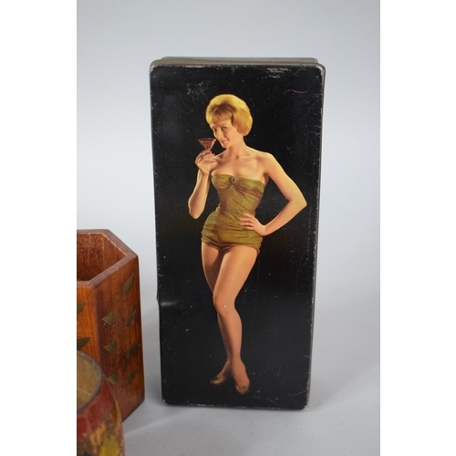 168 - A Tray of Curios to Include Brass Bell Weights, Mantle Clock, Dominoes, Cribbage Board, Slide Viewer... 