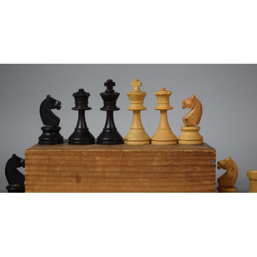 92 - A Vintage Wooden Chess Set, The King 6cm High, complete