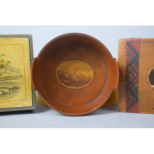 101 - Two Teen Mauchline Ware Boxes and Small Barrel with Paper Label