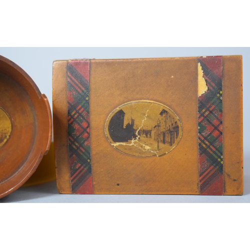 101 - Two Teen Mauchline Ware Boxes and Small Barrel with Paper Label