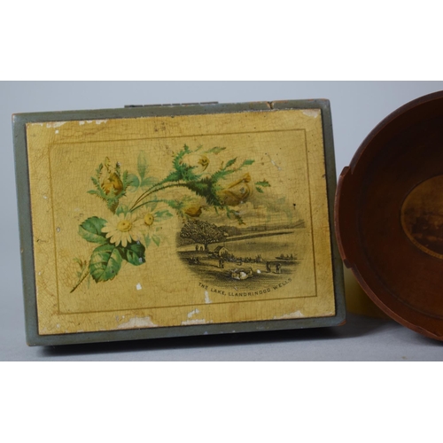 101 - Two Teen Mauchline Ware Boxes and Small Barrel with Paper Label