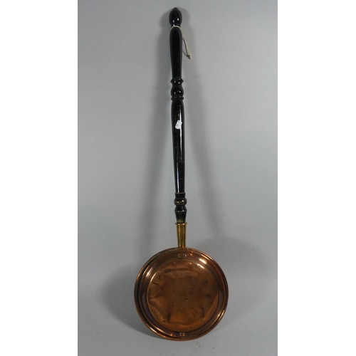 224 - A Copper Bed Warming Pan with Turned Ebonised Handle