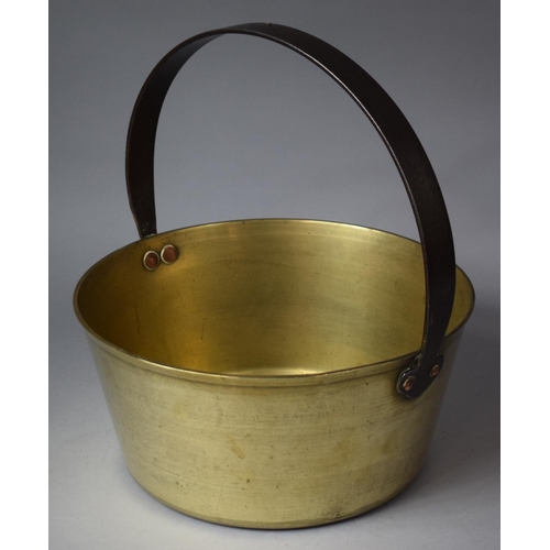 103 - A Vintage Brass Jam Kettle with Iron Loop Handle, 30cm Diameter