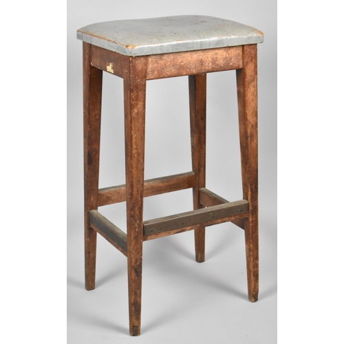104 - A Vintage Rectangular Topped Stool on Tapering Square Legs, 38cm Wide