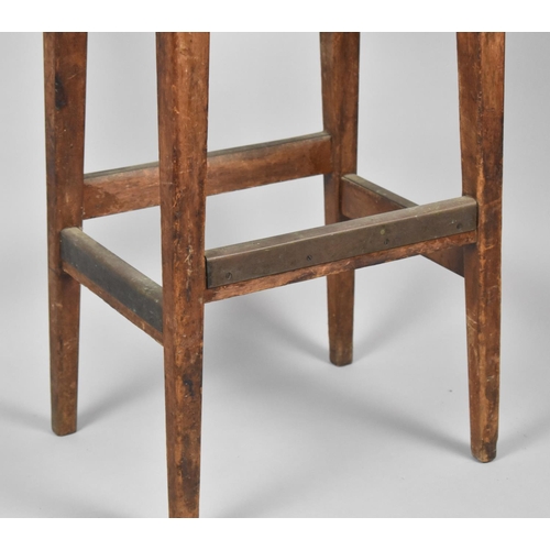 104 - A Vintage Rectangular Topped Stool on Tapering Square Legs, 38cm Wide