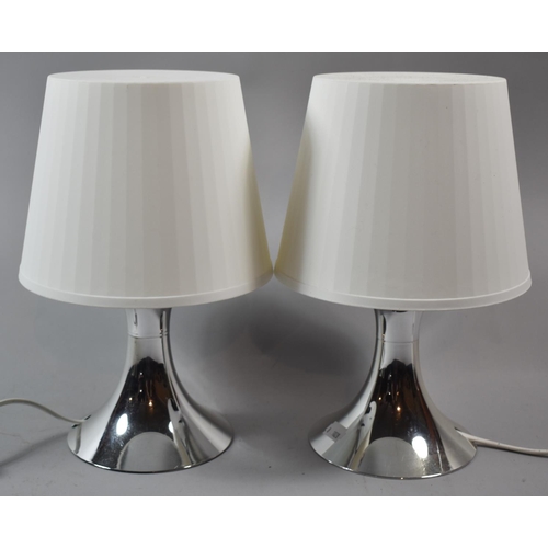 105 - A Pair of Modern Style Chrome Lamps with Shades