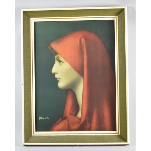 107 - A Framed Print, St. Fabiola after Jean Henner, 37cm high