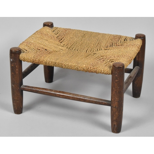 109 - A Rectangular Woven Top Vintage Stool, 35cm wide