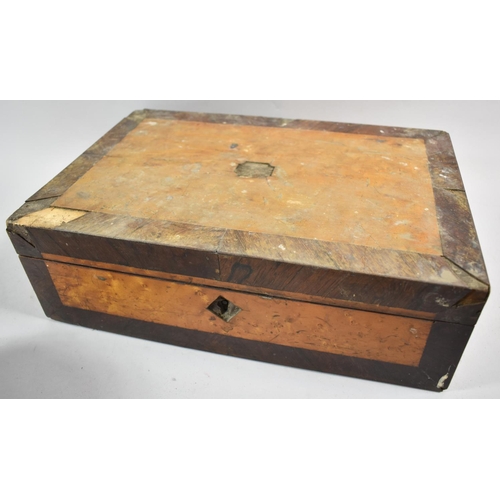 113 - A Crossbanded Work Box for Full Restoration Containing Selection of Ceramics and Curios