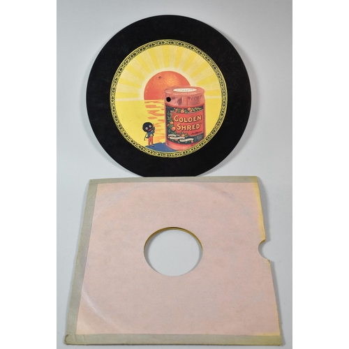 119 - A Rare Solex Vintage 78rpm Two Tune Single Sided Record, the Reverse with Colour Golden Shred Advert... 