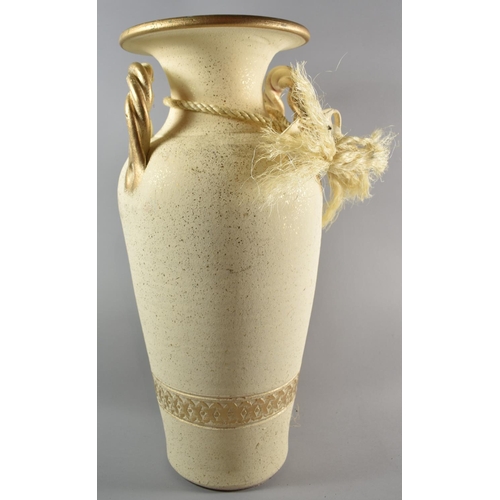 120 - A Modern Gilt Decorated Vase with Two Miniature Amphoras, 50cm high