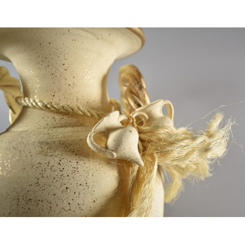120 - A Modern Gilt Decorated Vase with Two Miniature Amphoras, 50cm high