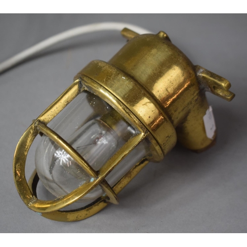 135 - A Brass Wall Mounting Bulk Head Light, 13cm
