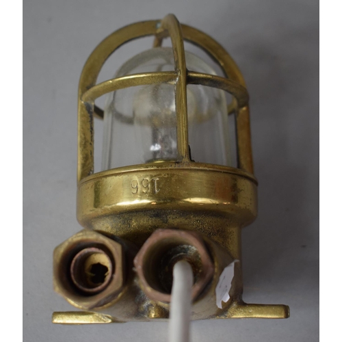 135 - A Brass Wall Mounting Bulk Head Light, 13cm