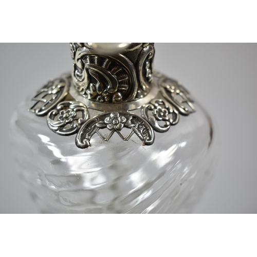 21 - A Late 19th Century Wrythen Glass and Silver Scrooge Decanter with Repousse and Pierced Decoration t... 