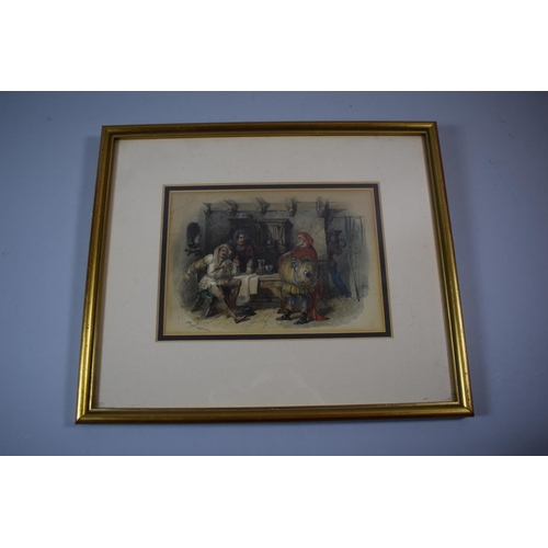 315 - A Small Framed Watercolour by Frederick Holding, Tavern Scene, 14.5x20.5cm