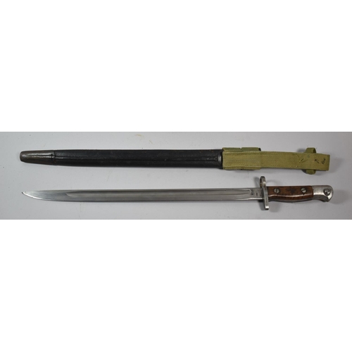 36 - A British 1907 Pattern Sword Bayonet with Leather Covered Scabbard
